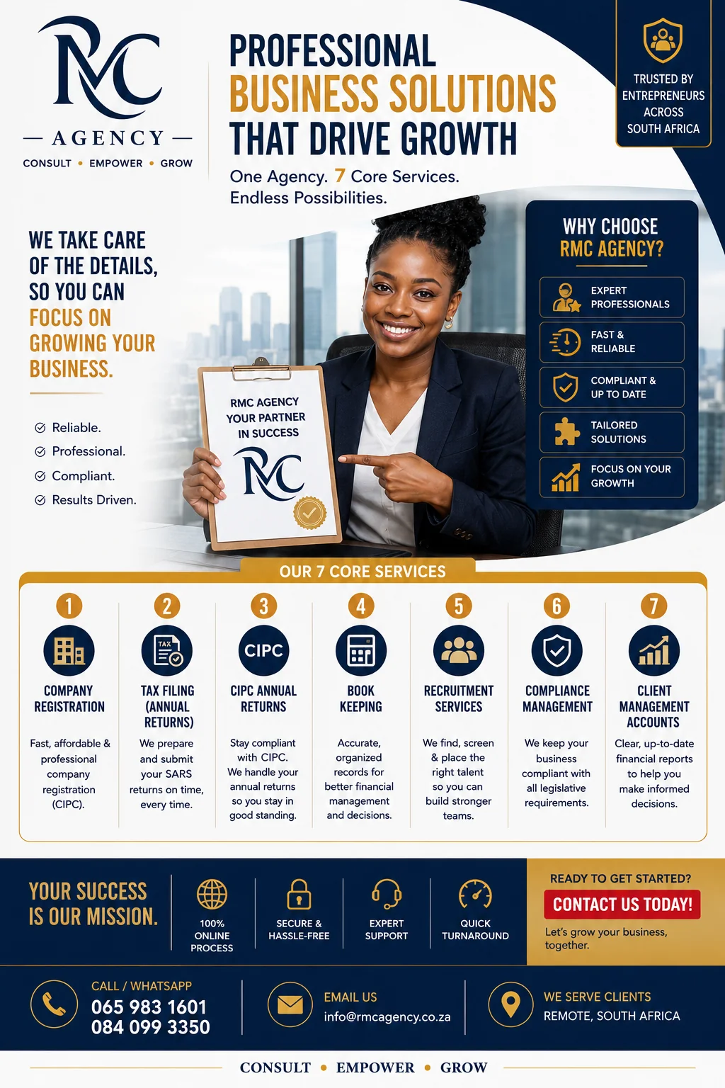 Entrepreneur planning business strategy with RMC Agency mentorship