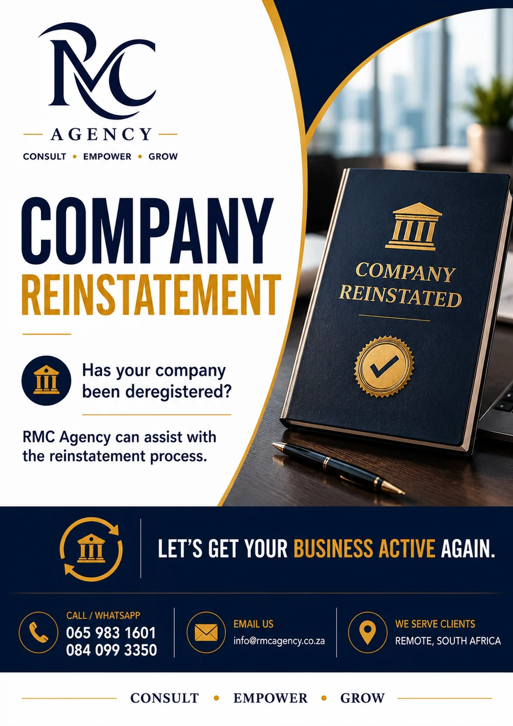 Professional business registration document kit with pen and papers